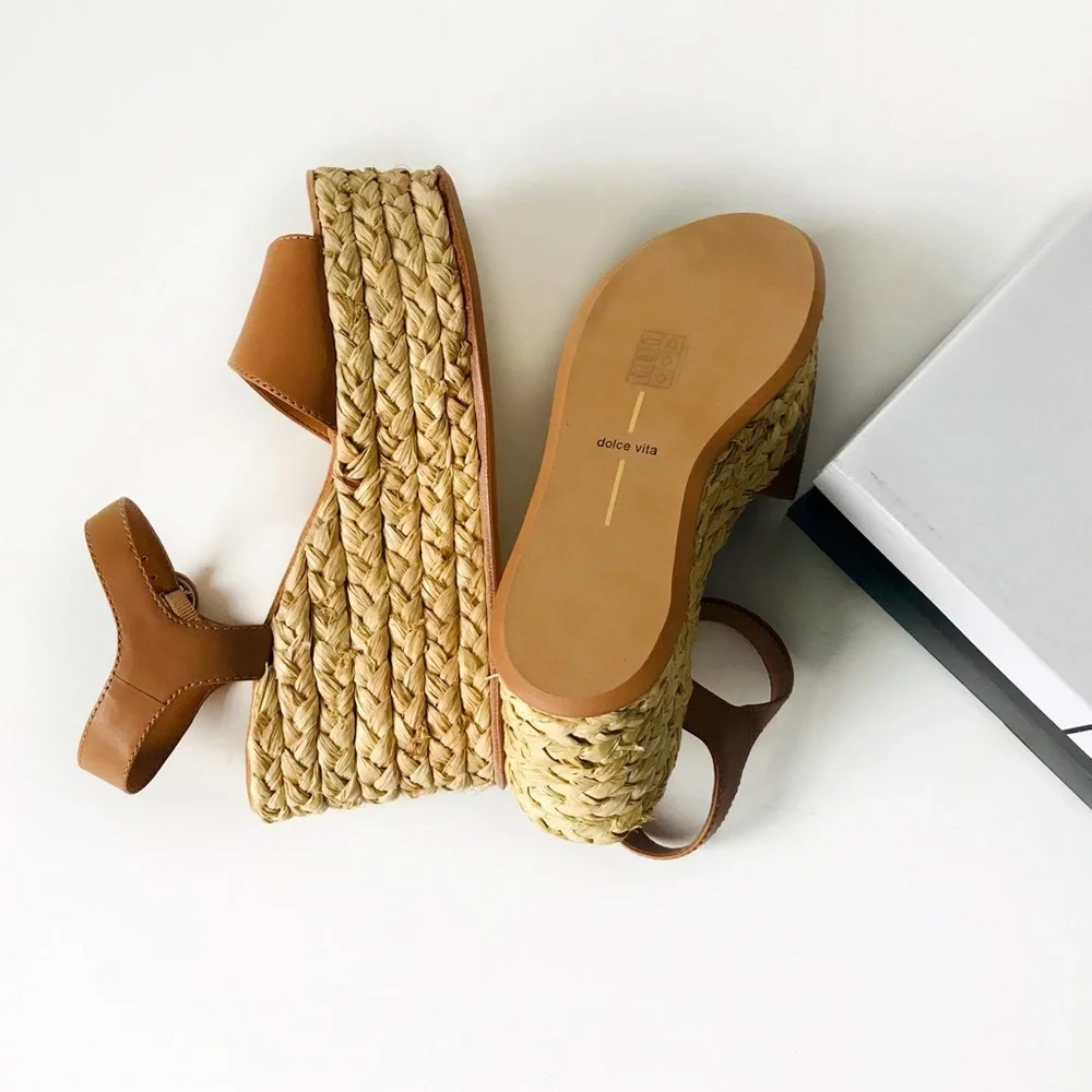 Dolce Vita Platform Leather Espadrille Sandals